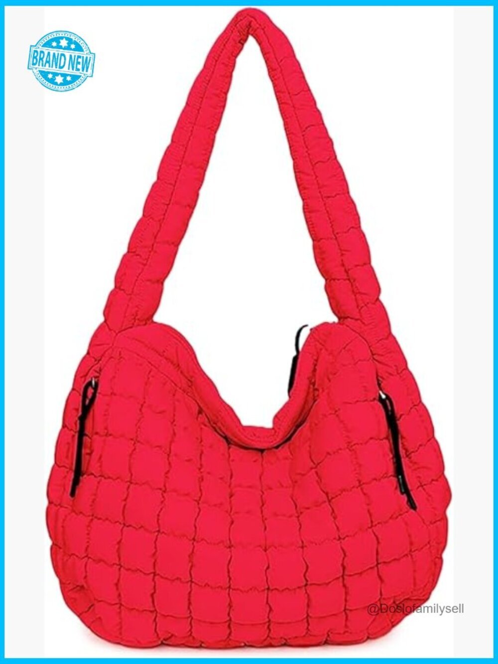 Quilted Puffer Hobo Bag Large Nylon Crossbody Shoulder Tote Lightweight Puffy